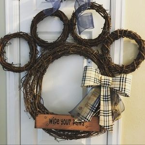 Handmade Grapevine Wipe Your Paws Wreath 🐾